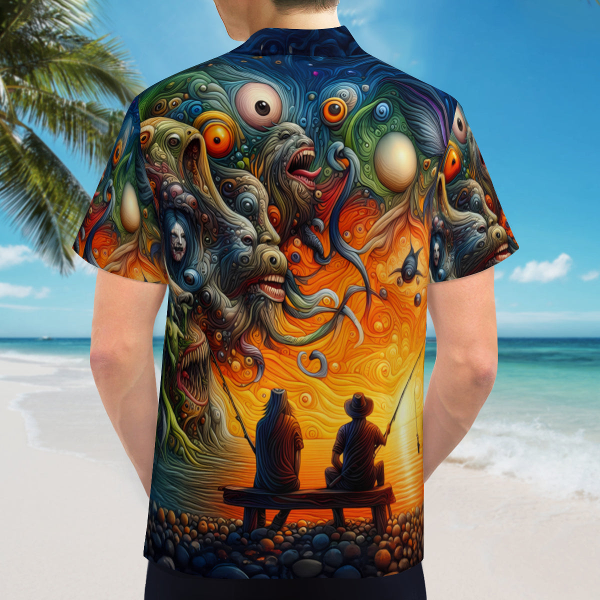 A Fisherman's Hallucination | Polyester Hawaiian Shirt Singularity Design