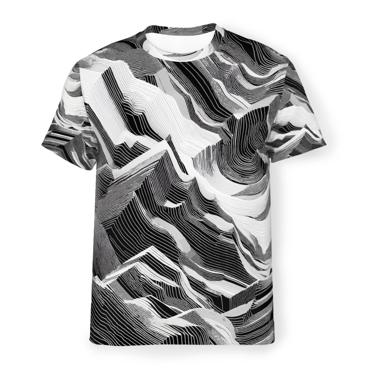 Mountains of Diligence cotton t shirt front view 