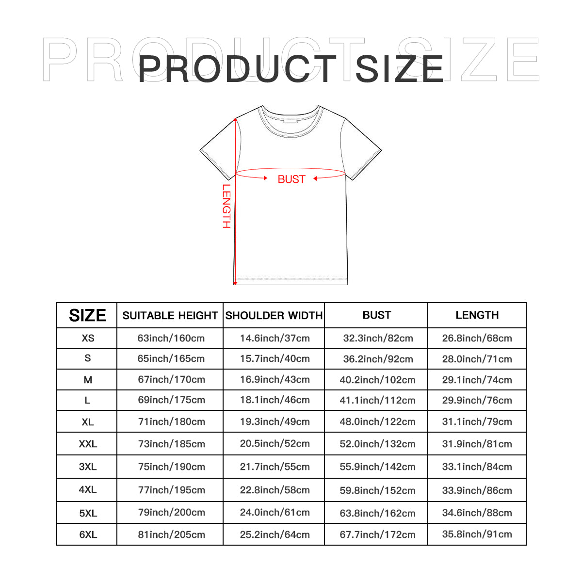 Mountains of Diligence | Cotton T-Shirt Singularity Design product size chart