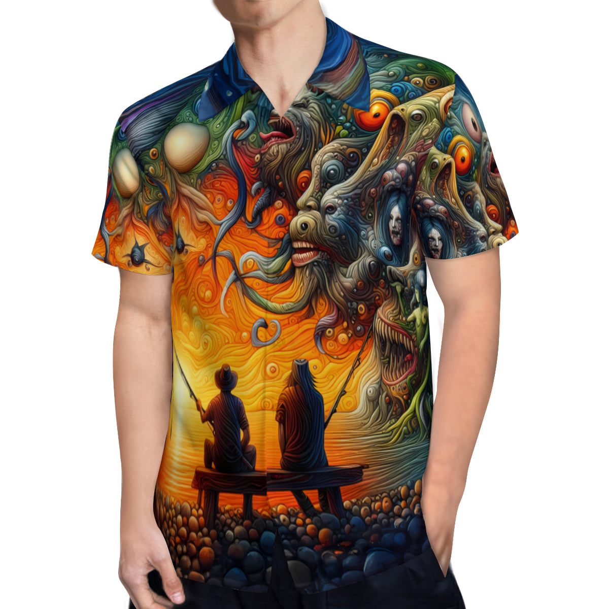 A Fisherman's Hallucination | Polyester Hawaiian Shirt Singularity Design