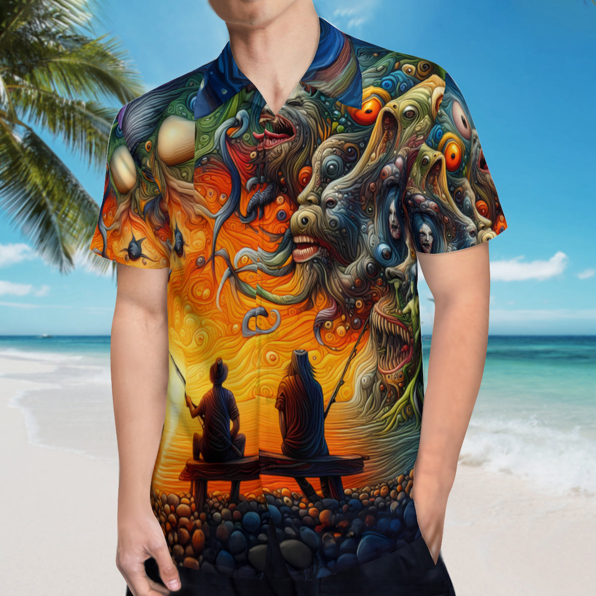 A Fisherman's Hallucination | Polyester Hawaiian Shirt Singularity Design